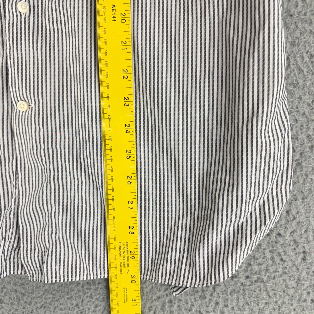 Ermenegildo Zegna Dress Shirt Mens Medium Gray White Stripe Slim Fit Button Down - Picture 6 of 16